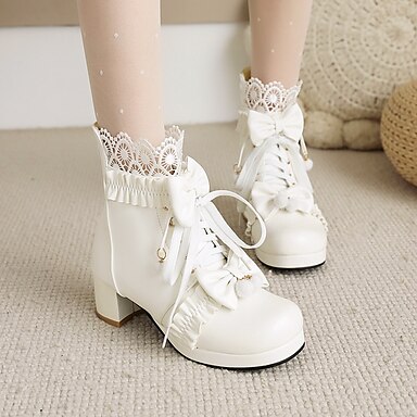 Details about   Women's Round Toe Bowknot Zipper Girl Lolita Hidden 2cm Heels Shoes Ankle Boots 