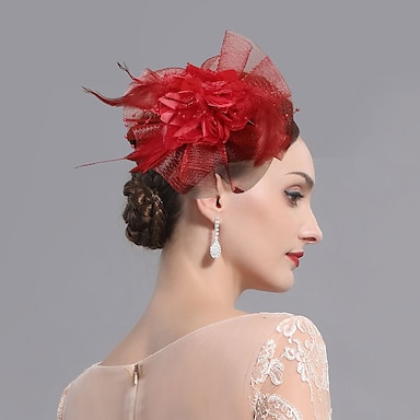 Weddings Accessories Hair Accessories Fascinators & Mini Hats Add Luxurious Feathers Flowers Headdress Fascinator Veil to Any Masquerade Masks 