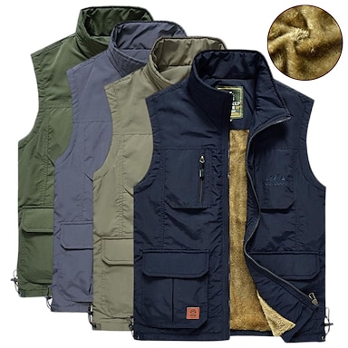 Men Sherpa Waistcoat Faux Fleece Lined Vest Fit Warm Zip Gilet Sleeveless Jacket 