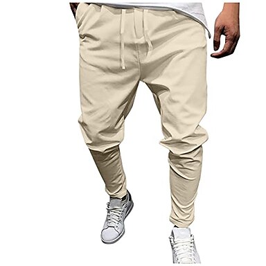 Mens Cargo Trousers for Men Pants Casual Rope Loosening Heavyweight Fit Sports Long Pants with Pockets Sweatpants 