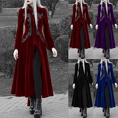 Punk & Gothic Medieval Renaissance 17th Century Coat Outerwear Women's Adults' Polyester Costume Purple / Wine / Ink Blue Vintage Cosplay Party Performance Festival / Washable / Halloween / Christmas