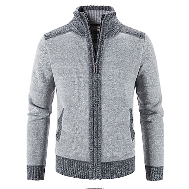 Men's Sweater Cardigan Zip Sweater Sweater Jacket Knit Knitted Solid ...