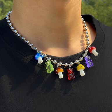 Rainbow Cute Gummy Bear Chain Necklace 50 Cm Jewelry Gift PLS READ DESCRIPTION 
