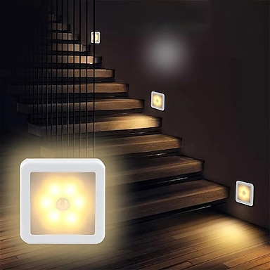 Hot 3/6pcs LED Motion Sensor Night Lights Wall Desk Lamp Home Bedroom Kid Gift 