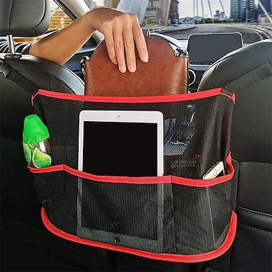 Red-2 PCS EGBANG Console Side Pocket Diamond Crystal Car Seat Pockets Organizer Caddy Catcher Auto Filler Gap Bling Bling Car Console Side Pouchs for Cellphone Wallet Key 