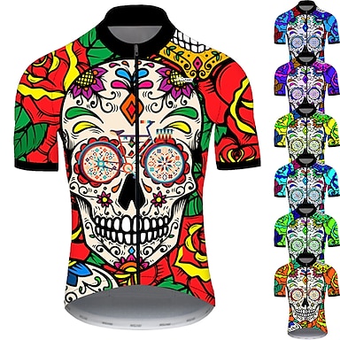 4uCycling Skull and Sword Mens Cycling Jersey Black White Red Zip Size Med 
