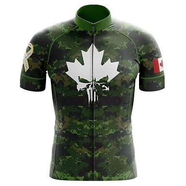 Canada Flag Thin Green Line Novelty Cycling Jersey Long Sleeve