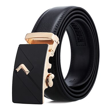 Gents' Men's Genuine Leather Belt Automatic Buckle Wedding party Business Straps 