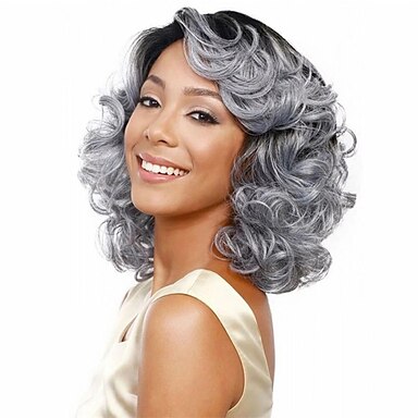 grey medium length wigs