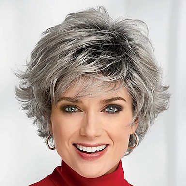 Short Wigs for White Women Gray Wig for White Women Pixie Cuts Wigs for ...