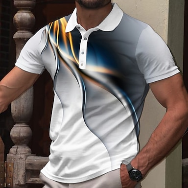 Men's Collar Polo Shirt Golf Shirt Gradient Turndown Green Purple Gray ...