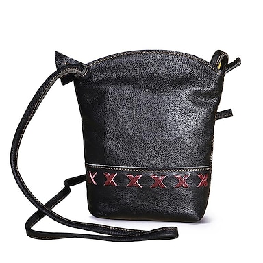 Red PURSE BAG Leather Handbag First Layer Cowhide Leather Zipper Messenger Bag