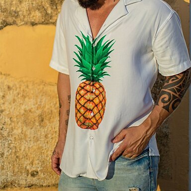 Riese Ananas Herren Britisch Sommer Groß Mode Bedruckt Sweatshirt Pulli 
