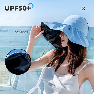 Women Outdoor Sun Hats Cat Ear Bucket Hat Wide Brim Hat Summer Beach Q 