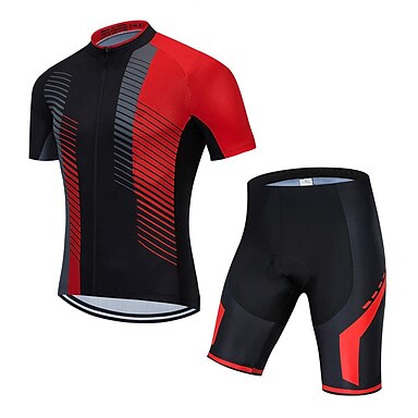 Mens White Gray Cycling Jersey Bib Shorts Kits Short Sleeve Shirt Pad Shorts Set 