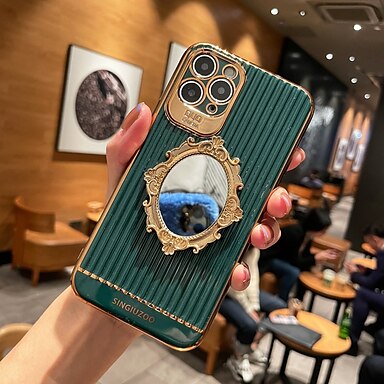 Magnetic PU Leather Flip Case Rose Gold Amocase Smart Clear View Case with 2 in 1 Stylus for iPhone X/XS 5.8 inch,Ultra Slim Electroplate Plating Stand Mirror Full Body Shockproof PC 