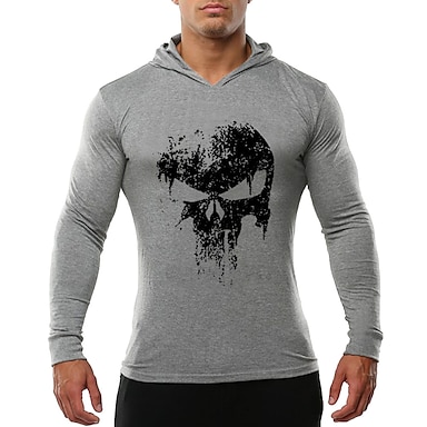 Men's Punisher Strength Lifting and Athletic Workout Hoodie Sweatshirt 
