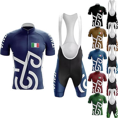 Men's Cycling Jersey Set Road Bike Jersye Short Sleeves Cycling Kits Bib Shorts with 3D Padded 