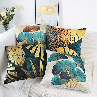 Bigboba Fresh cotone lino copricuscini cactus a forma di cuscino del divano letto Home Decor federa 45*45 cm Lino A 45 x 45 cm 