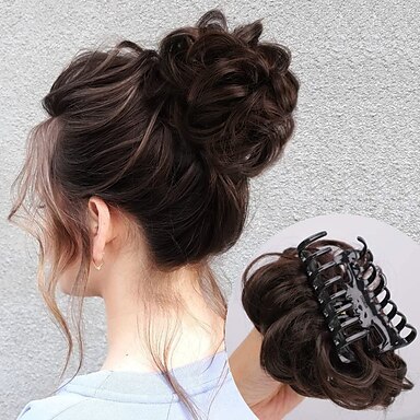 Messy Bun Hair Piece Curly Clip in Claw Hair Extensions Natural Wavy Curly  Ponytail Synthetic Combs add Hair Volume for Women 9250887 2023 – $