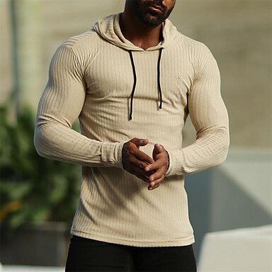Mens Fashion Athletic Sweatshirt Big & Tall Sport Pullover Solid Color Sweater Hoodie 