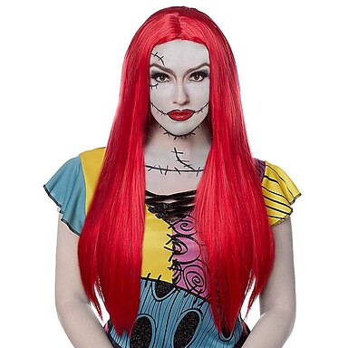 Bopocoko 32 Inch Extra Long Wig Black White Cosplay Costume Wigs for Women Halloween Costumes Wigs with Wig Cap BU229 