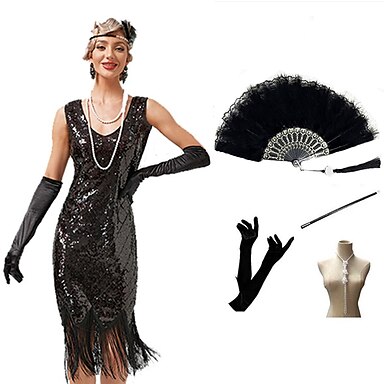 Den Store Gatsby Vintage Glada Talet Den Store Gatsby Flapper Kl Nning Maskerad Dam Paljetter