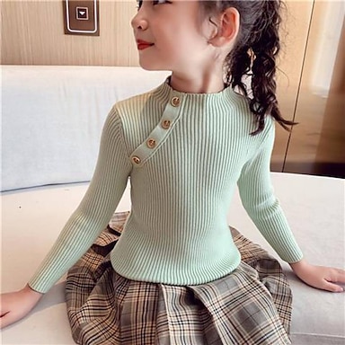Girl Crew Sweater Pullover Cute Stripe Cat Long Sleeve Knitted Top for Girl 5-12 