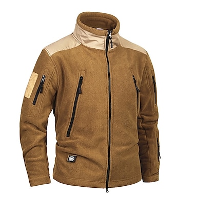 Men's Waterproof Softshell Lightweight Full Zip Outdoor Ski Military Fleece Jackets with Multi Pockets 