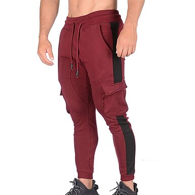 Kovaky Sweatpants Mens Rope Loosening Waist Solid Color Pocket Trousers Casual Plus Size Loose Sports Trousers 