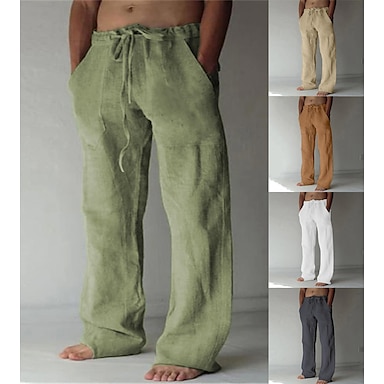 Men's Trousers Baggy Beach Pants Casual Pants Drawstring Front Pocket ...