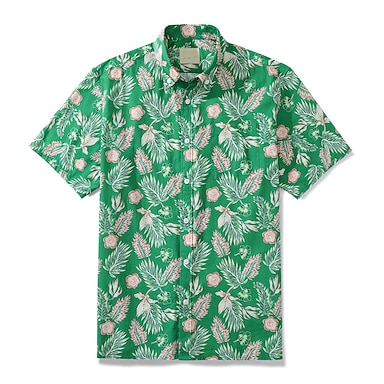 Men's Shirt Floral Tropical Graphic Prints Turndown Green 3D Print ...