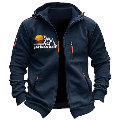 Men s Graphic Prints Mountain Hoodies Long Sleeve Sweatshirts Hooded Fashion Daily Vacation Going out Spring Fall Dark Blue Dark Gray Clothing Apparel Designer S M L XL 2XL 3XL 2024 29.99