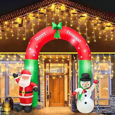 8ft Christmas Inflatable Archway Santa Claus and shops Snowman with LED Lights