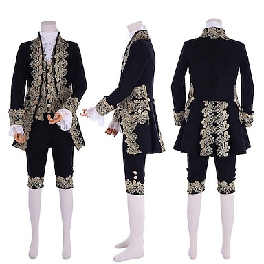 Rococo Barok Victoriaans Outfits Kostuum Voor heren Koninklijk Halloween Carnaval Prestatie Feest Maskerade Volwassenen Jas Broeken Kraag Alle seizoenen