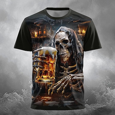 3d skull t shirt best sale