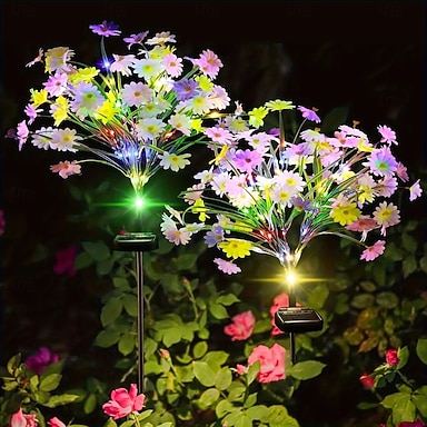 abordables 2pcs solaire simulation fleur pelouse lumière LED chemin lumière extérieure étanche villa jardin parc passerelle terrasse allée vacances fête paysage décoration
