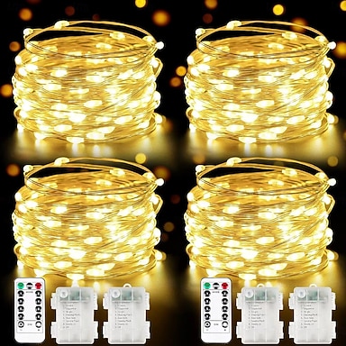 Guirlande Lumineuse à Piles, [lot De 4] 10 M 100 LED Fonction Minuterie