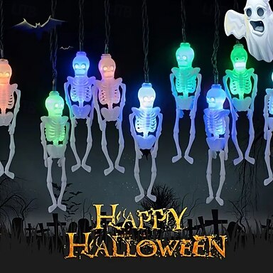 TSLBW Halloween Schedel Lichtsnoer - 3 Meter, 20 LEDs - Batterij Aangedreven - Buiten Decoratie