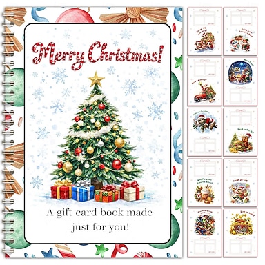 ieftine broșură cu felicitări cadou de Crăciun, suport pentru felicitări cadou de Crăciun cu 10 pagini, carte cu felicitări cadou de Crăciun Fericit pentru adulți, broșură cu felicitări cadou DIY, cadouri pentru ciorap de Crăciun, cadouri cu Moș Crăciun secret și