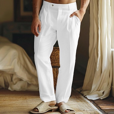 Men's Linen Pants Trousers Summer Pants Front Pocket