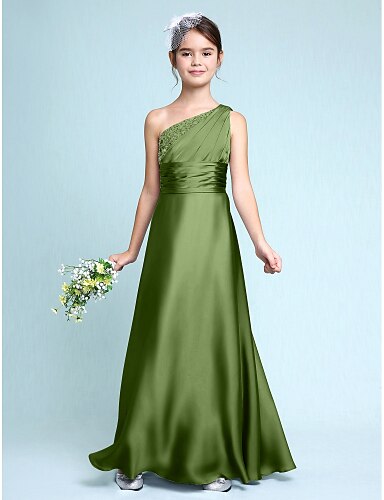 olive green junior bridesmaid dress