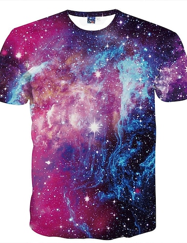 Men's T shirt Tee Funny T Shirts Graphic Galaxy Round Neck Purple Daily ...