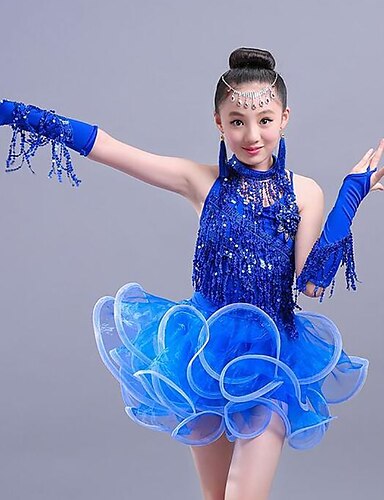 inlzdz 2PCS Kids Girls Sequined Sports Dance Outfit Bra Top with Shorts Ballet Dance wear Stage Performance Costumes
