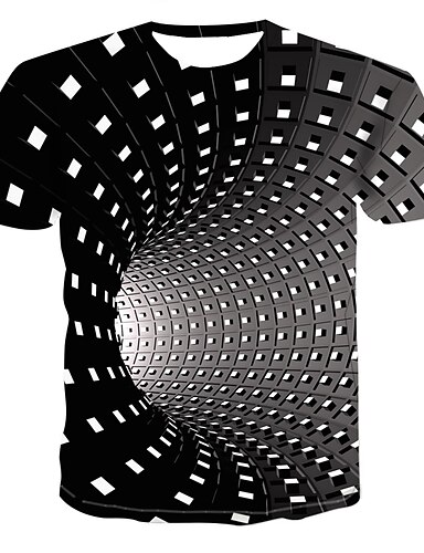 Mens 3D Geometric Print T-Shirt Casual Short Sleeve Round Neck Casual Tee Tops Mens 3D Geometric Print T-Shirt Casual Short Sleeve Round Neck Casual Tee Tops