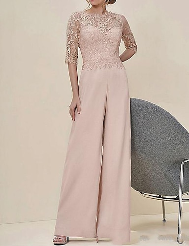 Jumpsuit / Pantsuit Mother of the Bride Dress Formal See Through ...