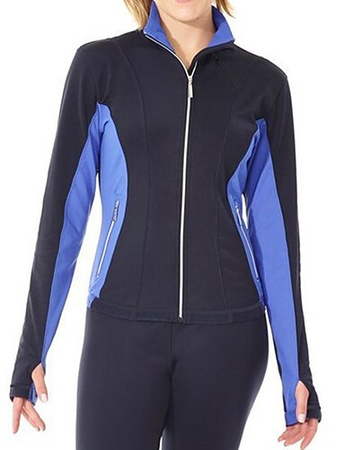 Smart blue skating Jacket for wearing both on or off the rink in fleece and ice chip lycra with rhinestone zip Adult size XS 8-10