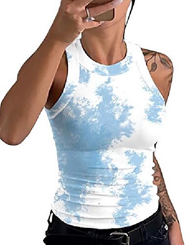 COMVALUE Tank Tops for Women Womens Tie Dye T-Shirt Sleeveless Workout Blouse Loose Summer Tank Tops Tunic Tee 