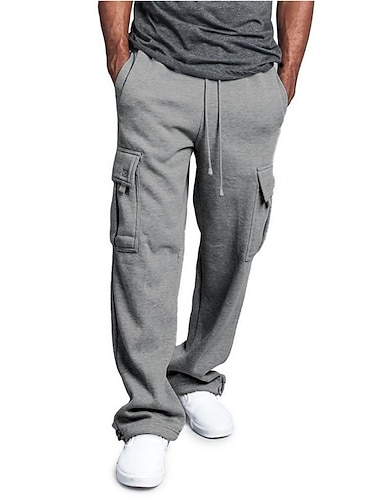 X-Future Mens Drawstring Active Fashion Elastic Waist Solid Color Jogger Pants Lounge Pants with Pockets