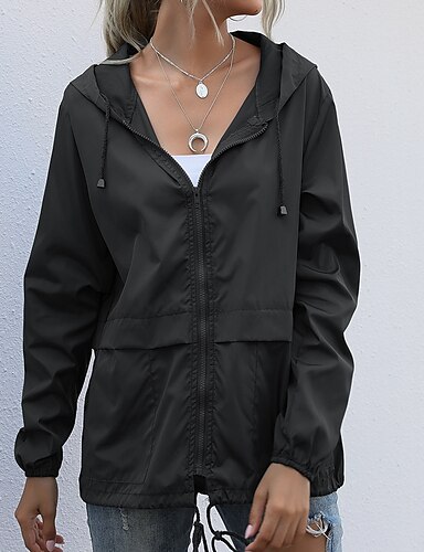 CN-Porter Womens Portable Outdoor Hooded Windbreaker Jacket Hiking Outwear S-XXXL 